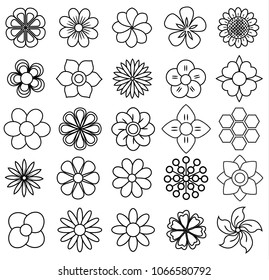 outline flower icon set, vector draw