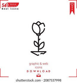 Icono de la flor de contorno. vector de icono de flor aislado en fondo blanco. Diseño gráfico, diseño material, aplicación móvil, logotipo, interfaz de usuario. Vector de formato EPS 10