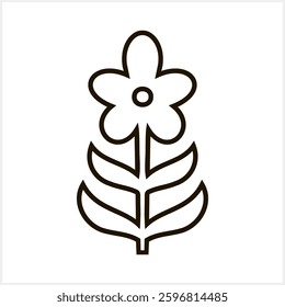 Outline flower with leaves icon isolated Cartoon clipart Vector stock illustration