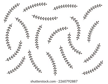 Flor de contorno con conjunto de vectores de hojas