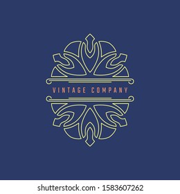 Outline flower logotype. Vector mandala badge. Floral logo. Business identity concept for bio, eco company, yoga or spa salon.