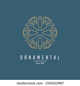 Outline flower logotype. Vector mandala. Floral logo. Business identity concept for bio, eco company, yoga or spa salon.
