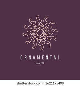 Outline flower logotype. Vector mandala. Floral logo. Business identity concept for bio, eco company, yoga or spa salon.