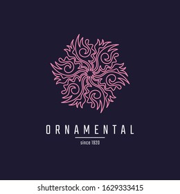 Outline flower logotype. Vector mandala. Floral logo. Business identity concept for bio, eco company, yoga or spa salon.
