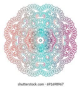 Outline flower mandala. decorative ornament. floral design element. flower vector mandala. hippie stuff. Purple gradient colors.