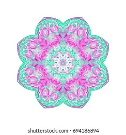 Outline flower mandala. decorative ornament. floral design element. flower vector mandala. hippie stuff. pastel gradient colors