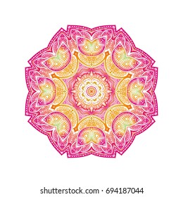 Outline flower mandala. decorative ornament. floral design element. flower vector mandala. hippie stuff. pastel gradient colors