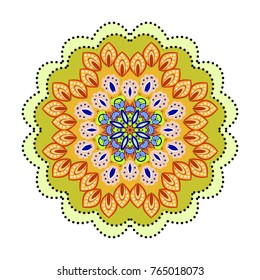 Outline flower mandala. Vintage decorative elements. Islam, Arabic, Indian, Ottoman, Turkish, Pakistan, motifs, Logo. Asian traditional mehandi style decor. Oriental pattern, vector illustration.
