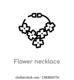outline flower necklace vector icon. isolated black simple line element illustration from holidays concept. editable vector stroke flower necklace icon on white background