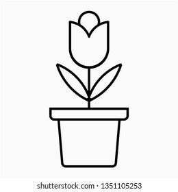 Outline flower pot vector icon