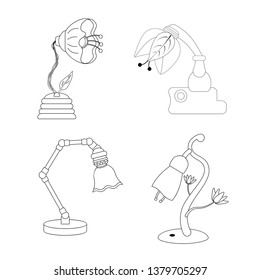 Outline Flower shape lamp. Flat design decorate house concept. Do natural learning. Thin line. Vector. Illustration. 