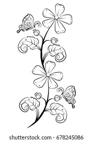 outline flower, vector