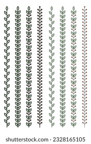 Outline flower vector set isolated on white