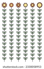 Outline flower vector set isolated on white