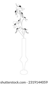 Outline of Flowers line drawing vector art in a vase for decoration. Line flower bouquets in vases, vector illustration.