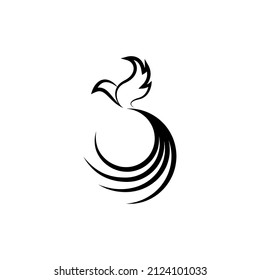 outline flying phoenix or eagle logo design template