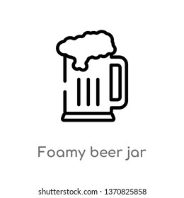 outline foamy beer jar vector icon. isolated black simple line element illustration from bistro and restaurant concept. editable vector stroke foamy beer jar icon on white background