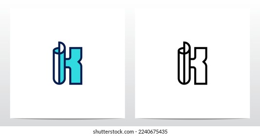 Outline Fold Letter Logo Design K