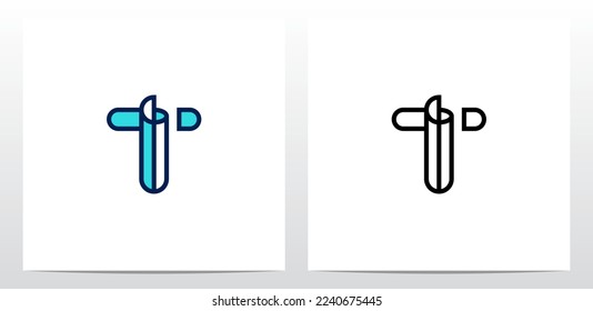 Diseño del logotipo de la letra de plegado de contorno T