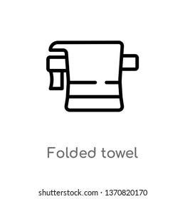 outline folded towel vector icon. isolated black simple line element illustration from beauty concept. editable vector stroke folded towel icon on white background