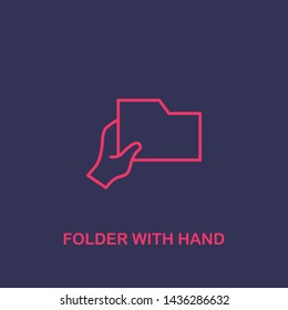 Outline folder with hand icon.folder with hand vector illustration. Symbol for web and mobile
