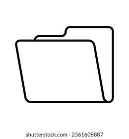 outline folder icon, black and white vector illustration, symbol for web and mobile