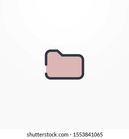 Outline folder icon on white. Vector thin local drive lines.