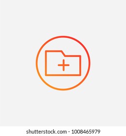 Outline folder plus icon.gradient illustration isolated vector sign symbol