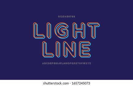Outline Font Typography. Modern Abstract Typeface Design, Vector Illustration.