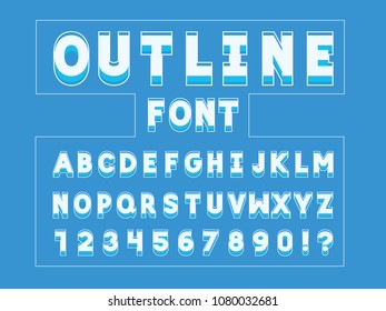  Outline font. Vector alphabet letters and numbers. Typeface design. 
