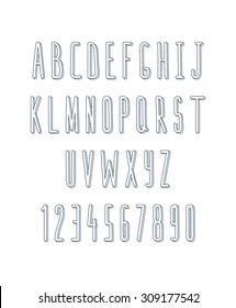 Outline font volume set of letters and numbers, handmade. 