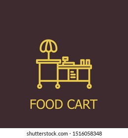 Outline food cart vector icon. Food cart illustration for web, mobile apps, design. Food cart vector symbol.