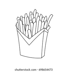 Outline food frenchfries. Isolated vector object.