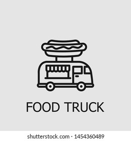 Outline food truck vector icon. Food truck illustration for web, mobile apps, design. Food truck vector symbol.