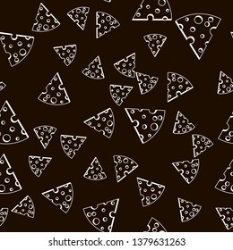 Outline Food vector seamless pattern with many delicious slices of cheese