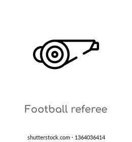 outline football referee whistle vector icon. isolated black simple line element illustration from music concept. editable vector stroke football referee whistle icon on white background