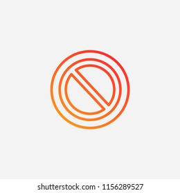 Outline forbidden icon,gradient illustration,vector not sign symbol