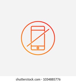 Outline forbidden smartphone icon.gradient illustration isolated vector sign symbol