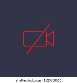 Outline forbidden video camera icon.forbidden video camera vector illustration. Symbol for web and mobile