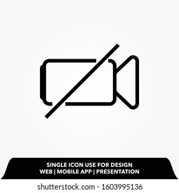 Outline forbidden video camera icon.forbidden video camera vector illustration. 
