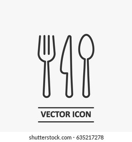 Outline Fork And Spoon Knife   Icon Illustration Vector Symbol