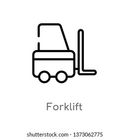 outline forklift vector icon. isolated black simple line element illustration from delivery and logistic concept. editable vector stroke forklift icon on white background