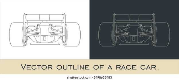 Esquema de un coche de carreras de Fórmula 1 desde ángulos traseros. Modelo de Vector aislado en un fondo transparente