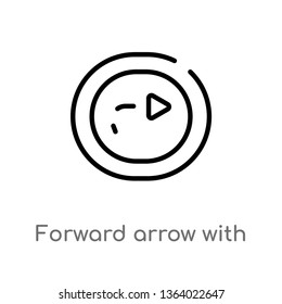 outline forward arrow with broken line vector icon. isolated black simple line element illustration from user interface concept. editable vector stroke forward arrow with broken line icon on white