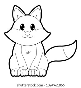 outline fox cute wild animal character