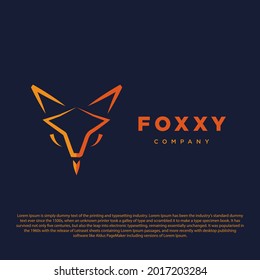outline fox head logo. Minimalist fox head vector on dark background for your business