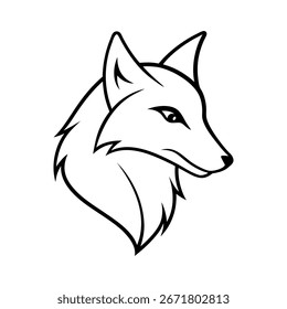 Outline of a fox head side view on white background