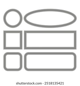 Contornar a coleção de quadros. Variedade geométrica. Estilo monocromático mínimo. Borda vetorial definida.