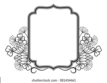 Outline frame with floral contours