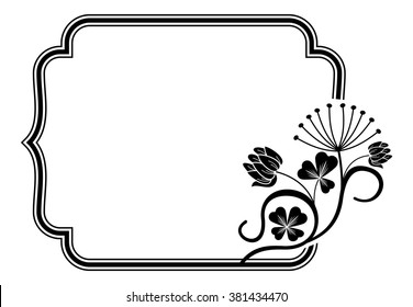 Outline frame with floral contours